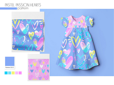 Pastel passion hearts pattern abstract apparel design fabric girldress graphic design hearts kidsstyle pattern vector