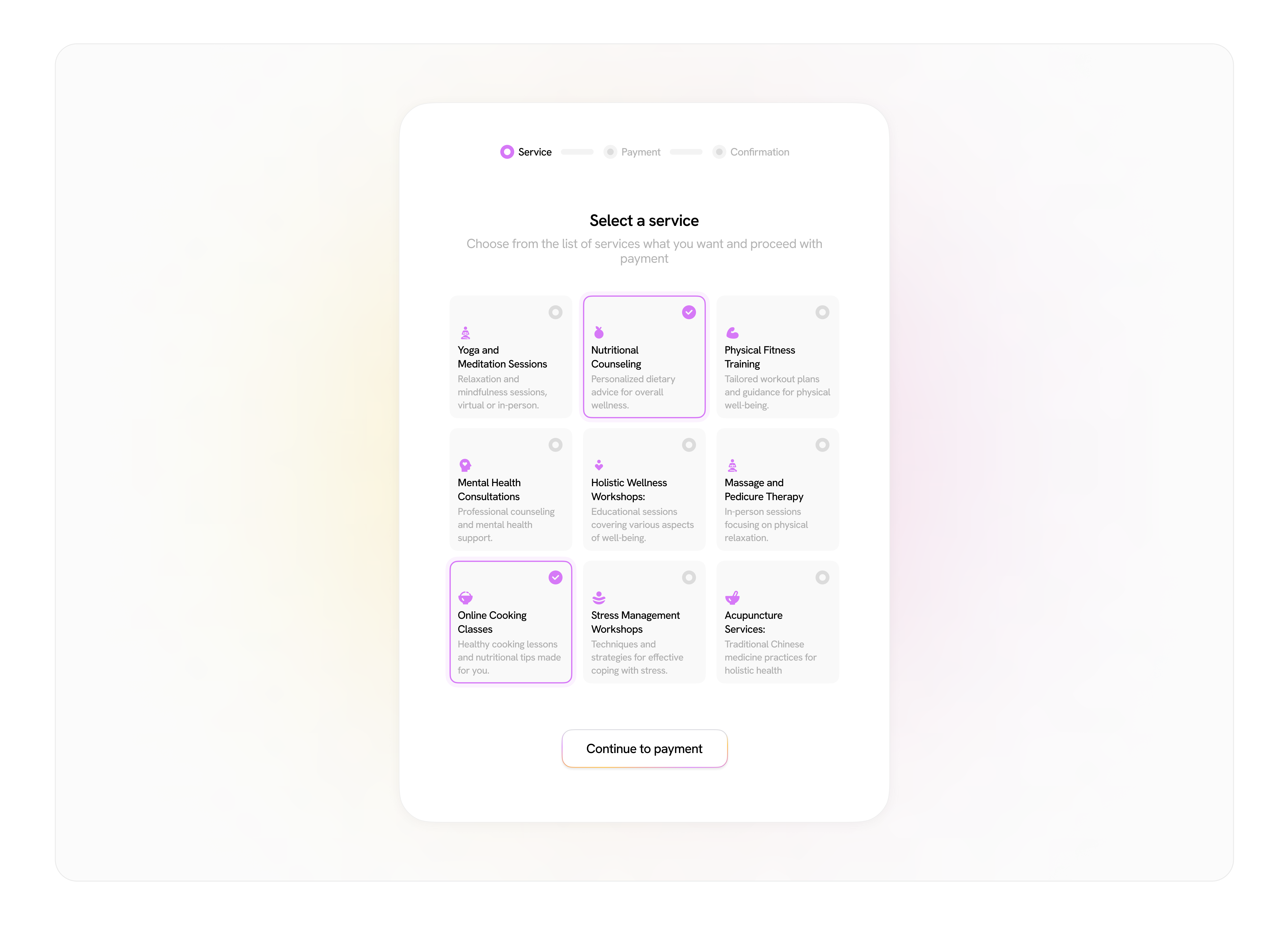 Choose a service screen app design food illustration inspiration mobile app shots ui