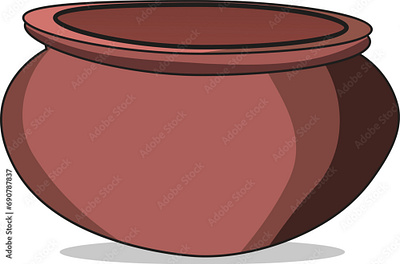 Clay pot realistic vector illustration bowl