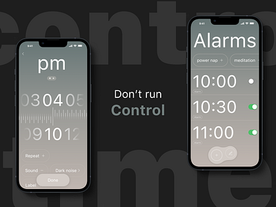 Alarm App ai alarm app application branding clock dark mode design finances halo lab health care home page motion graphics smart alarm smart home time app time picker trendy ui