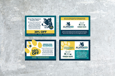 Alpha One x Green Dog | Counter Cards flyers graphic design marketing design postcard print print design