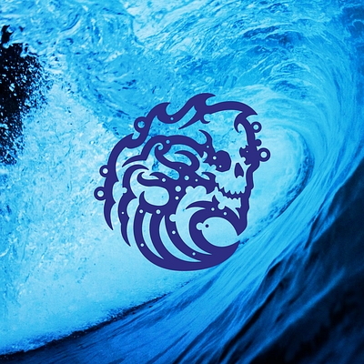 Skull wave beach beaches branding character cranium graphic design illustration logo skull wave waves