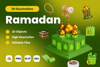 3D Ramadan Illustration 3d 3d blender 3d icon 3d icons 3d illustration 3d modeling branding design graphic design icon iconography illustration islam islamic mubarak muslim ramadhan ramdan ui