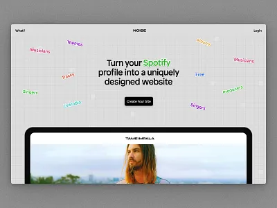 Noise — Turn your Spotify into a uniquely designed website landing page linkinbio music webdesign