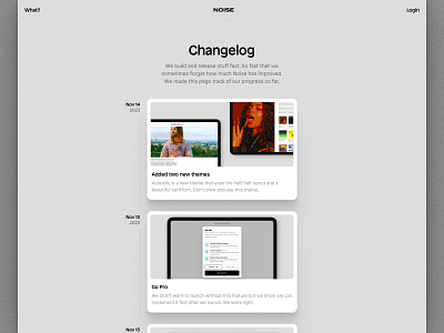 Noise — Changelog changelog landing page music musicians noise