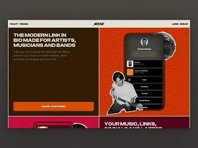 Noise — Website collage landing page music musicians web design website
