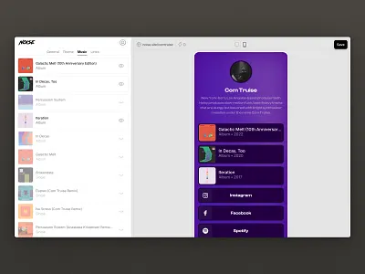 Noise — Mobile View music musicians noise web app