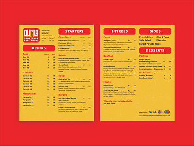 Ou La La Sports Bar Menu graphic design print design