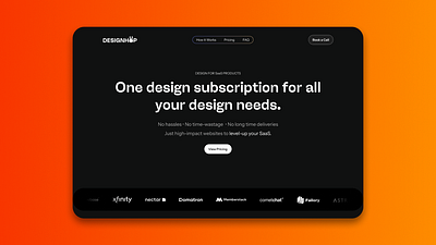 Hero section of a design subscription service. landing page minimal minimal web design subscription service ui design visual design web design web ui