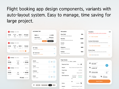 Flight booking app - Components, Varients and autolayout ai app ar auto layout booking branding components design figma flight framer mobile app toturial ui ui ux uikit uiux ux variants webflow