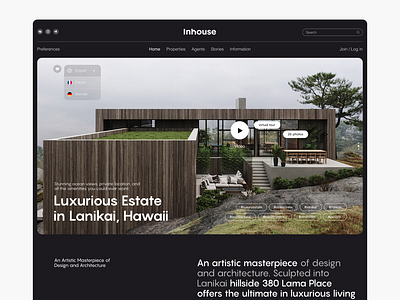 Website for the sale of luxury houses outside the city black design digital figma landing modern ui web website