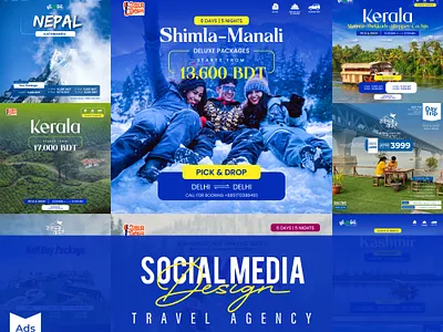 Social Media Post | Travel Agency | Tour | Ads | Poster ads banner design brand identity branding business design facbook banner facebook ads facebook poster graphic design instagram ads poster social media social media kit social media post story tour travel agency travel poster design ui