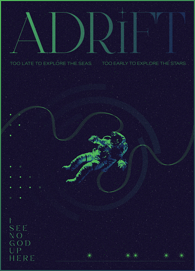 Adrift Poster Practice brand design experiment figma graphic design illustration poster poster design scifi typography ui vector