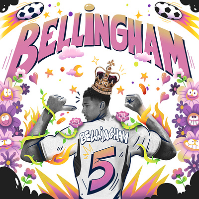 Personal project / Soccer players/ Bellingham football graphic design illustration mixedmedia soccer typography
