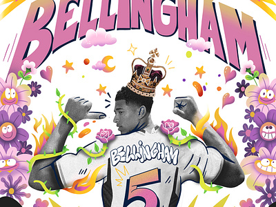 Personal project / Soccer players/ Bellingham football graphic design illustration mixedmedia soccer typography