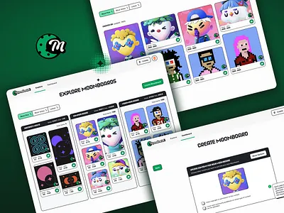 Moonboard High Fidelity bento grid blockchain branding brutalism card gallery cards contrast ethereum gallery graphic design grid cards marketing collateral modals neo neobrutalism pin pinterest ui