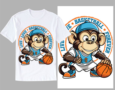 Live love basketball forever T-Shirt design baby monkey basketball games basketball kids basketball player basketball t shirt design basketball team funny cartoon funny character mascot monkey cartoon monkey illustration monkey t shirt monkey vector sports t shirt t shirt design tee trendy design tshirt typography design