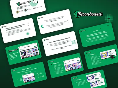 Moonboard Pitchdeck blockchain branding card design design ethereum graphic design green logo marketing collateral neo brutalism pinning pinterest presentation template ui ui kit