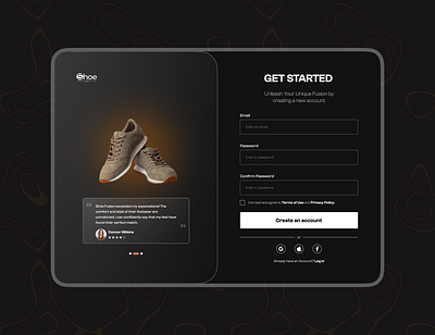 A Seamless Login interface for a online Shoe store create account dailyui dailyui 001 graphic design login page product design signup page ui visual design
