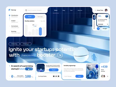 Startup Booster Landing☄️⚡️ 3d boost brand business design desktop future landing management minimal plan product progress startup ui ux website