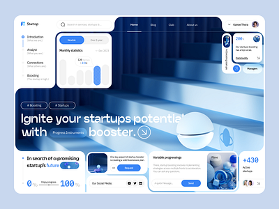 Startup Booster Landing☄️⚡️ 3d boost brand business design desktop future landing management minimal plan product progress startup ui ux website