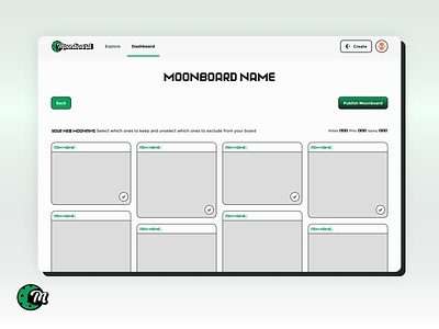 Moonboard - HiFi Protoype Manage Moonboard Creation blockchain branding dashboard design ethereum gallery manage neo brutalism pinning pinterest product design ui uiux