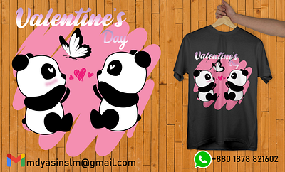 Valentine's Day T-shirt Design animal animation branding couple graphic design illustration love panda romantic t sh t shirt t shirt design typography valentines valentines day t shirt design