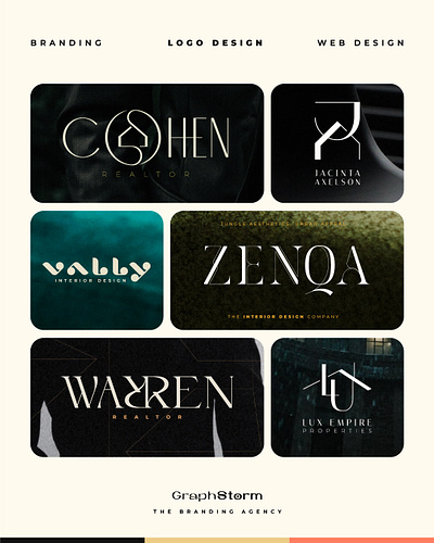 Logo design portfolio by Graphstorm Agency elegant logo logo logodesign logodesigner logotype luxury logo monogram real estate logo realtor logo wordmark