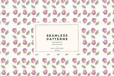 Pink Roses Seamless Pattern design digitaldownload graphic design illustration pattern pink pinkroses rose roses seamless seamlesspattern