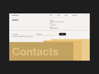 Сontacts page concept animation block design color combination concept contacts page contrast color design design concept graphic design motion graphics page design ui user interface ux web web design website design