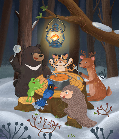 Feast in the forest character design children book digital drawing digitalart drawing illustration