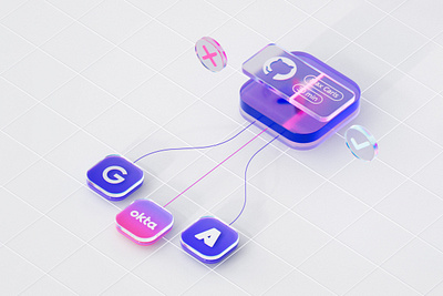 Access request animation for Axiom 2.5d 3d 3dillustration animation automate branding c4d cloud data flow glass logo motion graphics permission platform privilege purple scheme security web