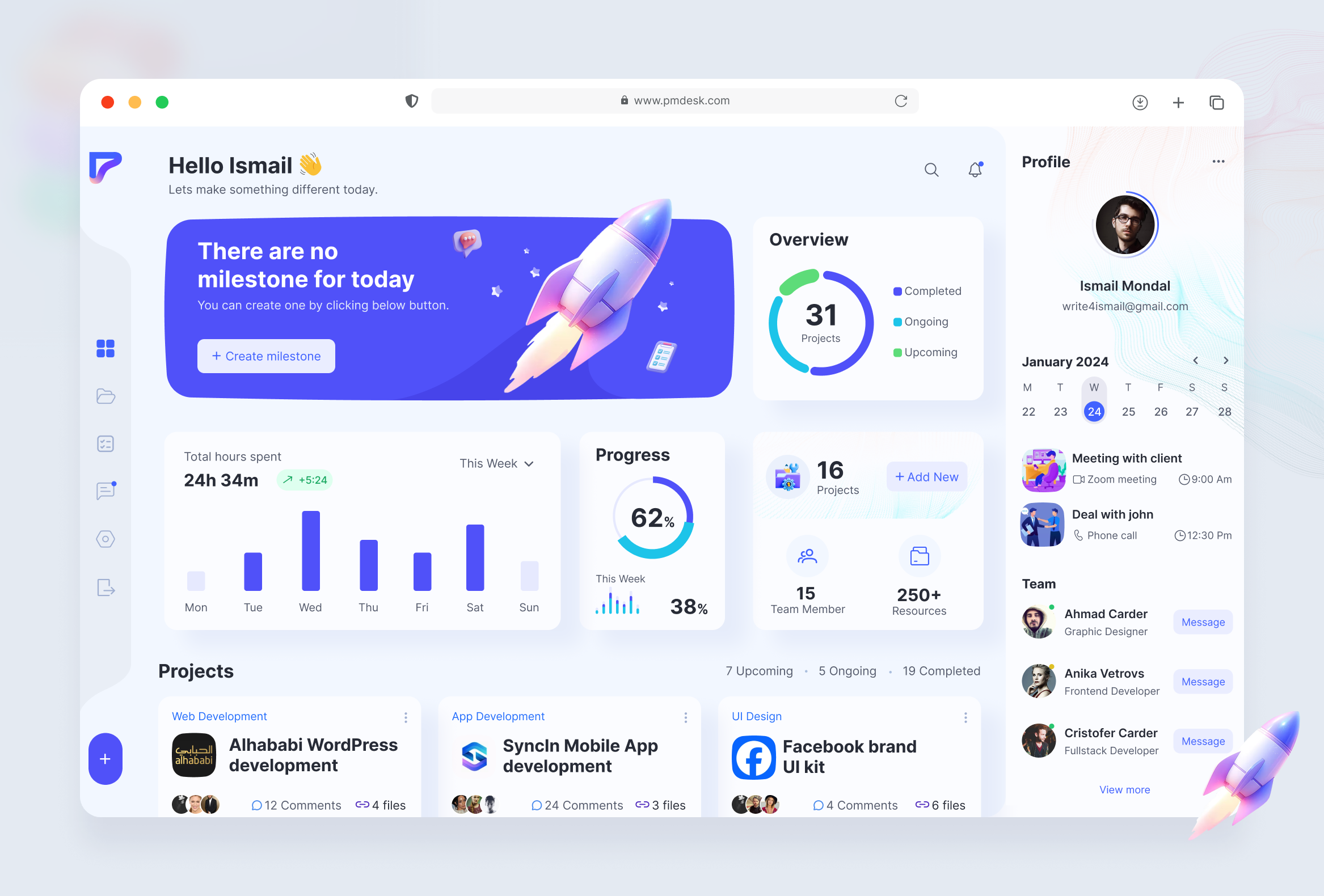 PMD Project Management Dashboard UI by Ismail Mondal on Dribbble