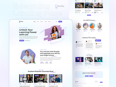 Study- E-learning page course design e comarca e learning graphic design hero section landing page popular design study study landing page study website trendy banner ui uiux ux website