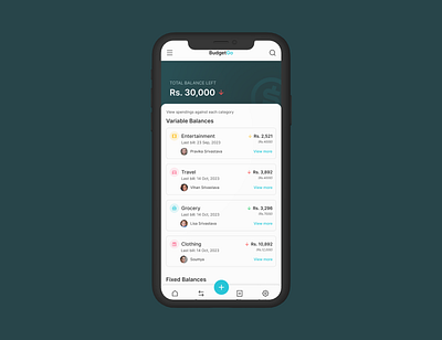 Family Bill Management design ui