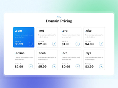 Domain Pricing section design branding cleanlayout creativedesign decisionmaking digitaldesign graphic design interactiveui pricecomparison pricingdesign productpricing responsivedesign transparentpricing ui uiinspiration userexperience uxdesign visualhierarchy webdesign