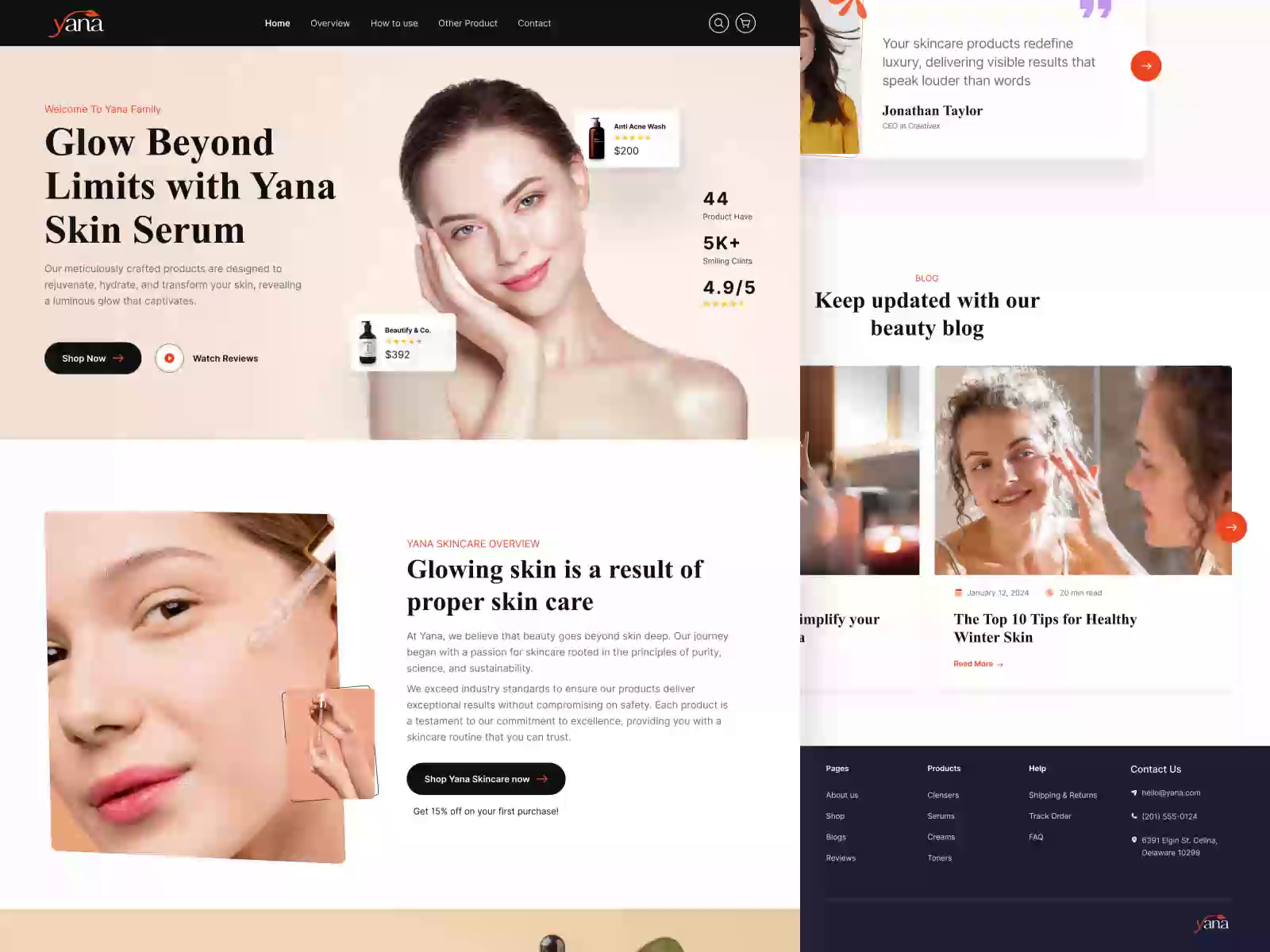 Beauty and Skin Care product UI Landing Page Design by Arham Techpro ...