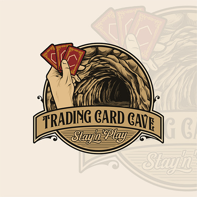 Trading Card Cave Logo branding card design digital illustration drawing graphic design illustration logo logo badge logo design logo illustration logo retro logo vintage trading vector