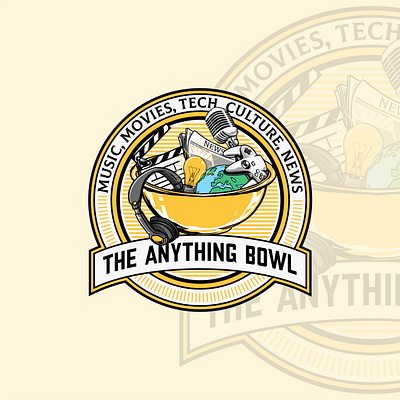 The Anything Bowl Logo branding design digital illustration drawing graphic design illustration logo logo badge logo design logo illustration logo retro logo vintage podcast vector