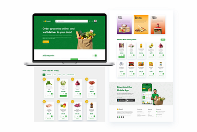 Grocery Shopping and Delivery Website delivery ecommerce ui ecommerce website food delivery grocery grocery delivery grocery shopping grocery store grocery website landing page online groceries online shopping shopping experience supermarket ui uiux web design website