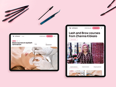 Lash & Brow courses website beauty industry figma photoshop ui website design