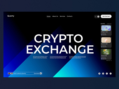 Quanty Web Design blue branding crypto cryptocurrency dark blue hero section landing page nft ui web design website