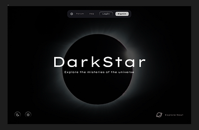 DarkStar aesthetic dark design figma minimalist modern planet simple typography ui universe ux web website