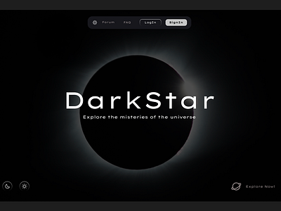 DarkStar aesthetic dark design figma minimalist modern planet simple typography ui universe ux web website