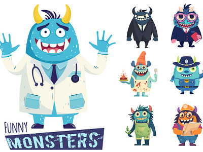 Funny Monsters baby stickers collection friendly