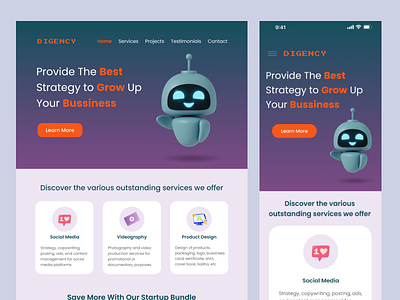 Digency - Agency Responsive Website agency dekstop design figma mobile responsive web ui ui exploration uiux uiux design user interface ux design web design website