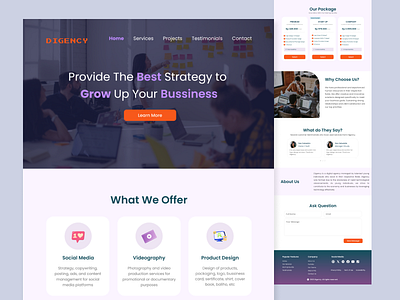 Digency - Agency Landing Page agency dekstop design figma landing page mobile responsive web startup ui ui exploration uiux uiux design user interface ux design web design website