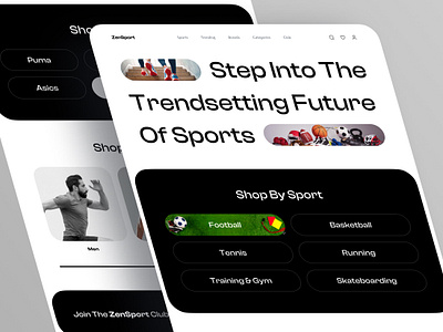 ZenSport | Sporting Goods Website clean design e commerce e commerce landing ecommerce ecommerce website landing landing page landing page design minimal minimal design minimal web minimal web design sport ui ui design web web design website website design