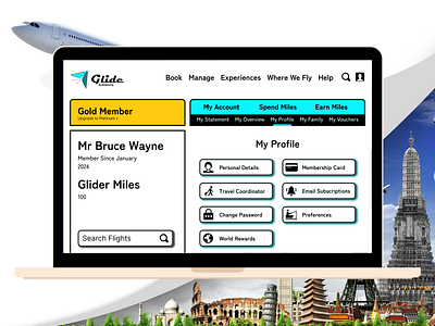 Glide Airways Membership / Profile Dashboard Ui Design #dailyui airlines dashboard dashboard design membership page profile page ui ui design uiux user experience user interface ux ux dedsign