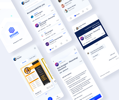 Resume Builder With Job Search App UI graphic design ui